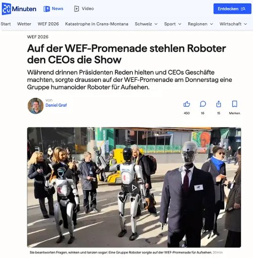 Auf der WEF-Promenade stehlen Roboter den CEOs die Show